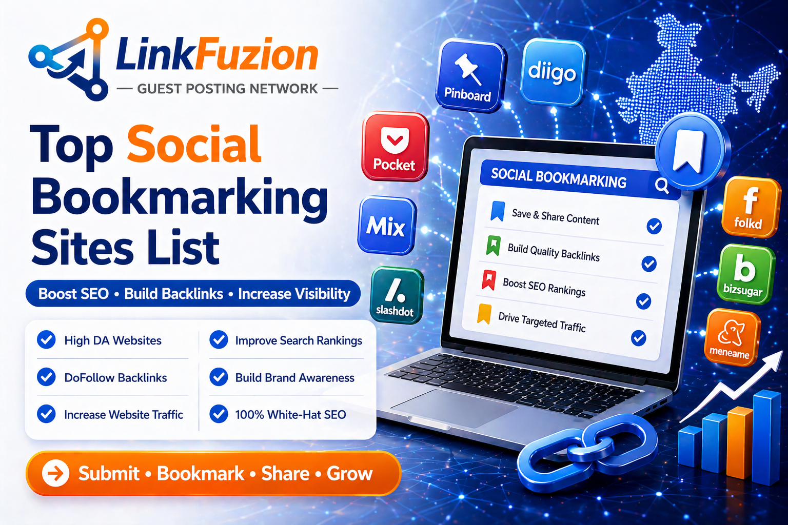 Top Social Bookmarking Websites List for Backlinks